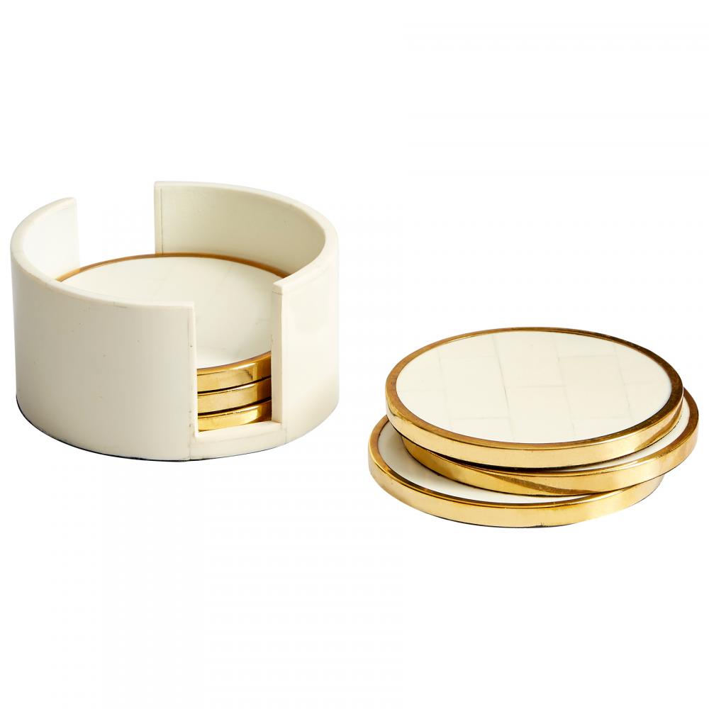 Gatsby Coasters Brass And White
