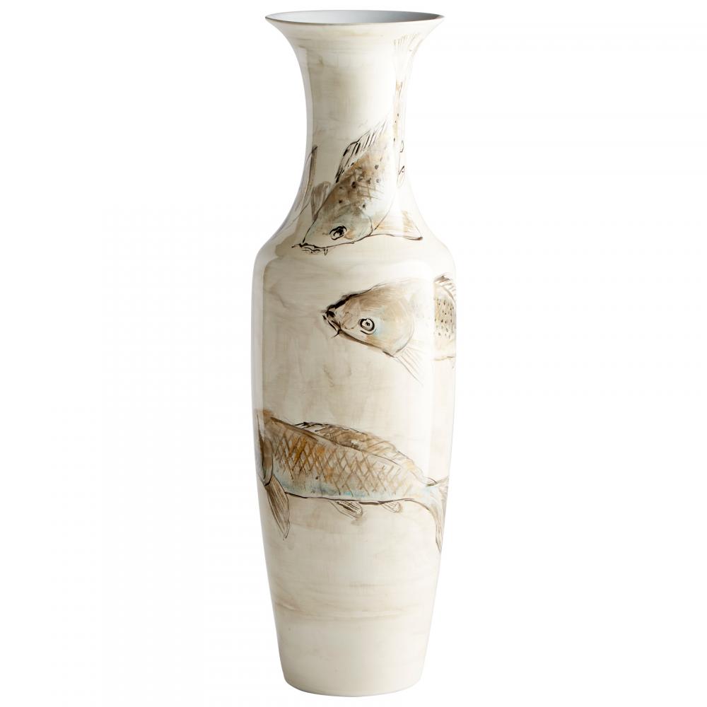 Playing Koi Vase Tan And Ivory