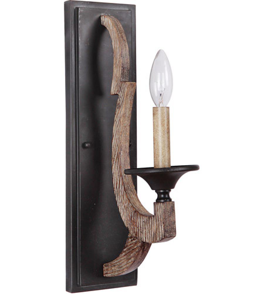 Winton 1 Light Wall Sconce in Weathered Pine/Bronze