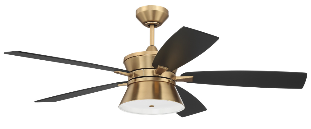 Dominick 52" 5-Blade Ceiling Fan in Satin Brass w/ Flat Black/Black Walnut Blades