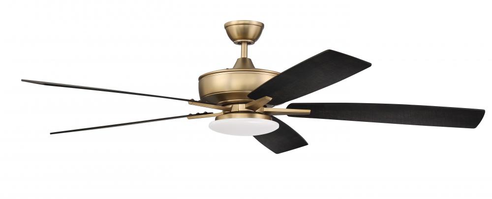 Super Pro 112 60" 5-Blade Ceiling Fan in Satin Brass w/ Black Walnut/Flat Black Blades
