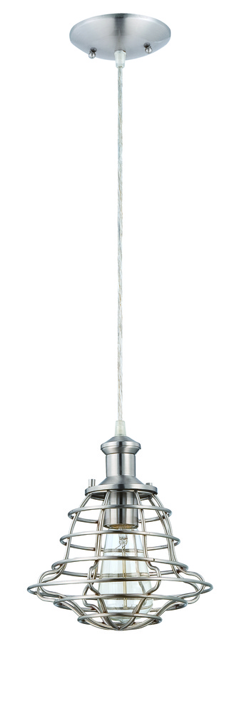 1 Light Mini Pendant with Cord in Brushed Polished Nickel