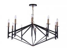 Craftmade 55510-FBSB - The Reserve 10 Light Chandelier in Flat Black/Satin Brass
