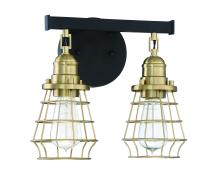 Craftmade 50602-FBSB - Thatcher 2 Light Vanity in Flat Black/Satin Brass