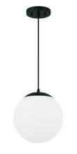 Craftmade 56891-FB-WG - Gaze 10" 1 Light Pendant in Flat Black, White Glass