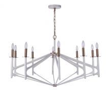 Craftmade 55510-MWWSB - The Reserve 10 Light Chandelier in Matte White/Satin Brass