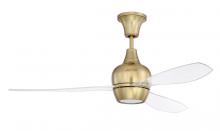 Craftmade BRD52SB3 - Bordeaux 52" 3-Blade Ceiling Fan in Satin Brass w/ Acrylic Blades; Light Kit Included (optional)