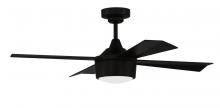 Craftmade THO42FB4 - Theo 42" 4-Blade Indoor/Outdoor (Damp) Ceiling Fan, Flat Black Finish, Flat Black Blades