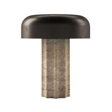 Bulbrite K70500 - Cordless Table Lamp Fluted Column Travertine Chocolate Bronze