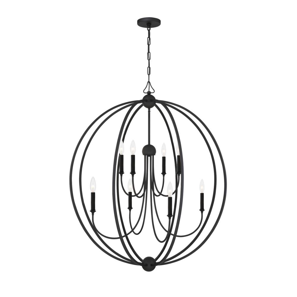 Libby Langdon for Crystorama Sylvan 8 Light Black Forged Chandelier