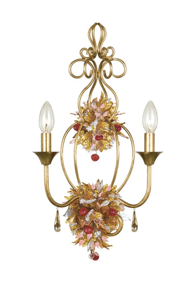 Fiore 2 Light Murano Leaves Crystal Sconce
