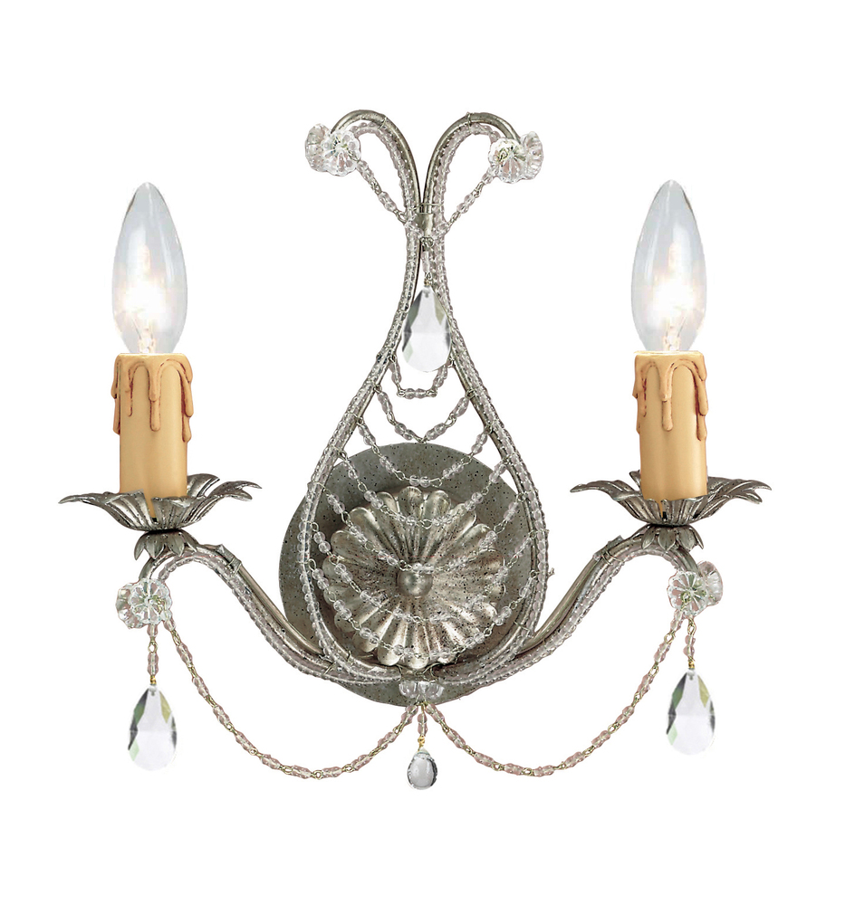2 Light Silver Leaf Youth Sconce