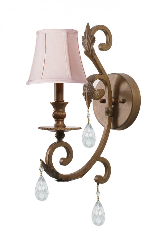 Crystorama Royal 1 Light Clear Spectra Florentine Bronze Sconce