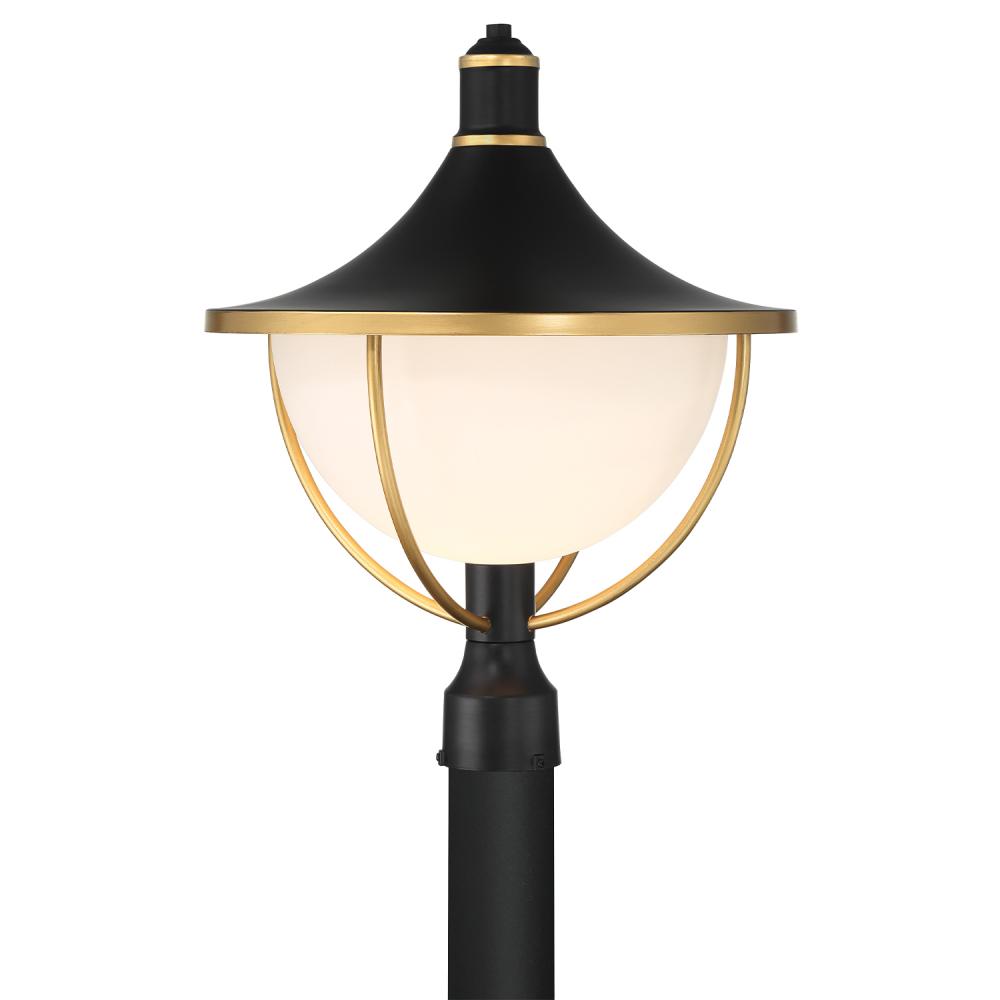 Atlas 1 Light Matte Black + Textured Gold Outdoor Post