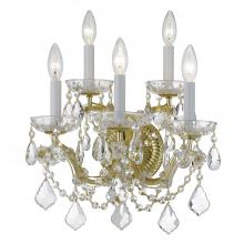 Crystorama 4404-GD-CL-MWP - Maria Theresa 5 Light Hand Cut Crystal Gold Sconce