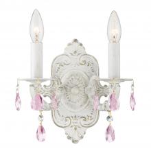 Crystorama 5022-AW-RO-MWP - Paris Market 2 Light Rose Crystal Antique White Sconce