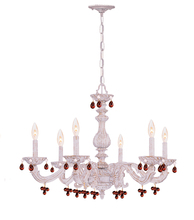 Crystorama 5226-AW-AMBER - 6 Light Antique White Chandelier