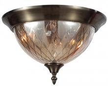 Crystorama 69-AB-CG - Three Light Antique Brass Cognac Glass Bowl Flush Mount