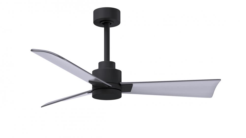 Alessandra 3-blade transitional ceiling fan in matte black finish with brushed nickel blades. Optimi