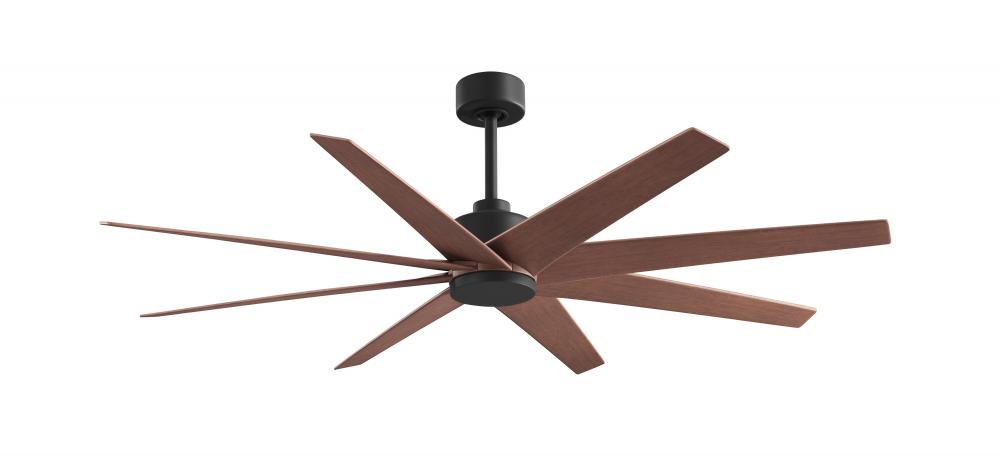 Ariella 8-blade ceiling fan in Matte Blavck and Walnut Tone blades