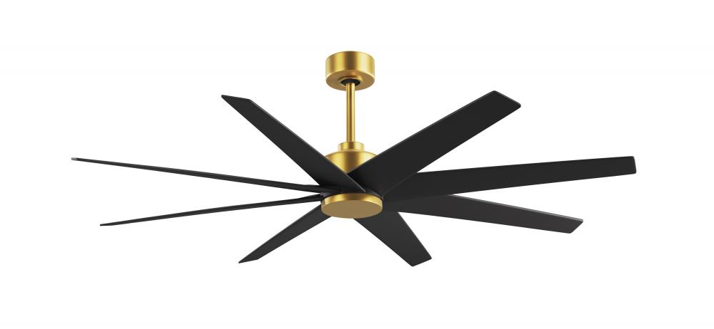 Ariella - Eight Blade Ceiling Fan - Brushed Brass Finish - Matte Black Blades