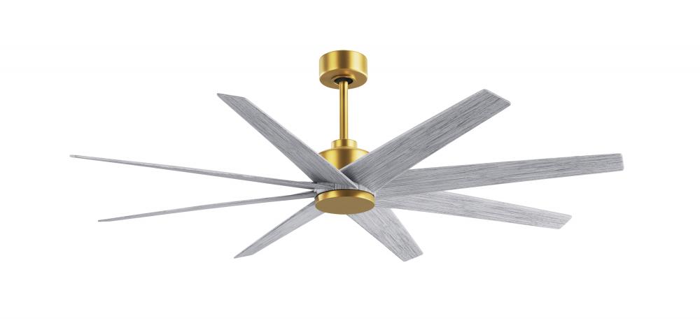 Ariella 8-blade ceiling fan in Brushed Brass and Barn Wood Tone blades