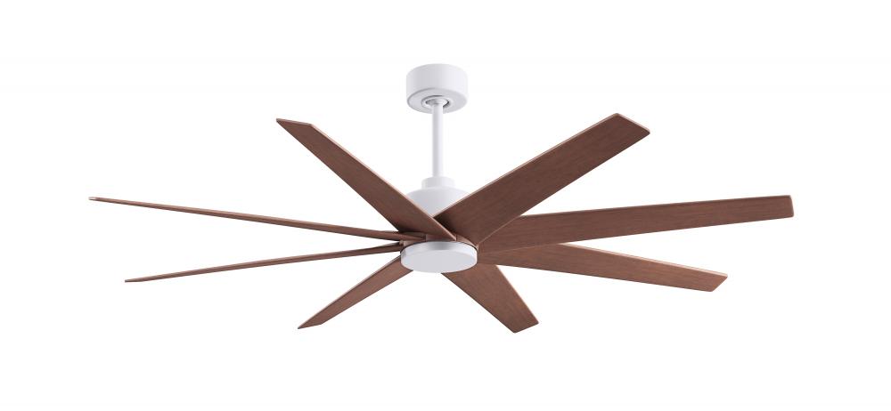 Ariella - Eight Blade Ceiling Fan - Matte White Finish - Walnut Tone Blades