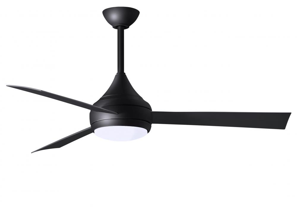Donaire - Three Blade Paddle Fan - Integrated LED - Matte Black Finish - Matte Black Blades
