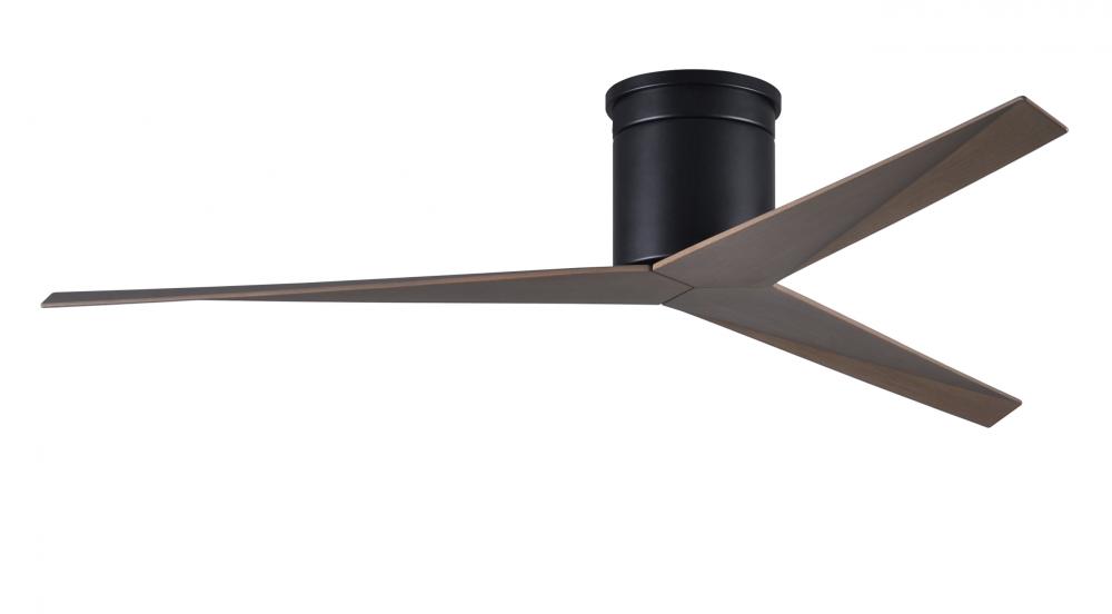Eliza-H 3-blade ceiling mount paddle fan in Matte Black finish with gray ash ABS blades.