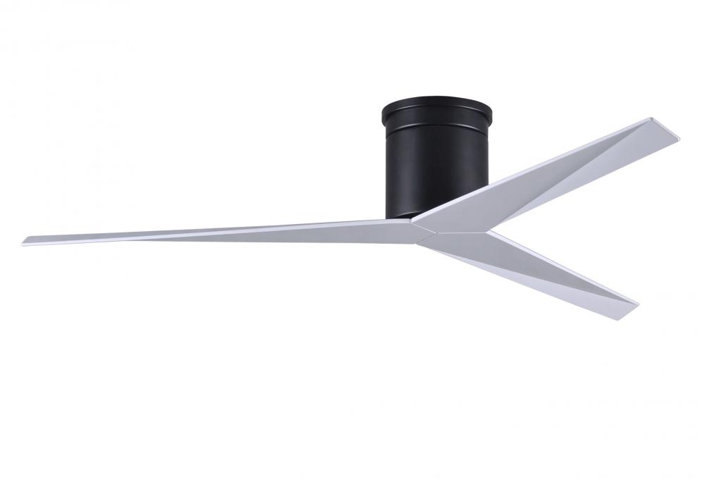 Eliza-H 3-blade ceiling mount paddle fan in Matte Black finish with gloss white ABS blades.