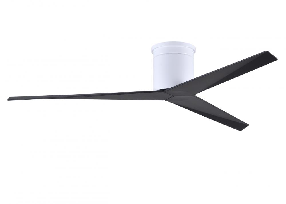 Eliza-H 3-blade ceiling mount paddle fan in Gloss White finish with matte black ABS blades.