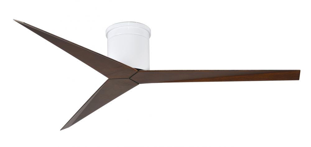 Eliza-H 3-blade ceiling mount paddle fan in Gloss White finish with walnut ABS blades.