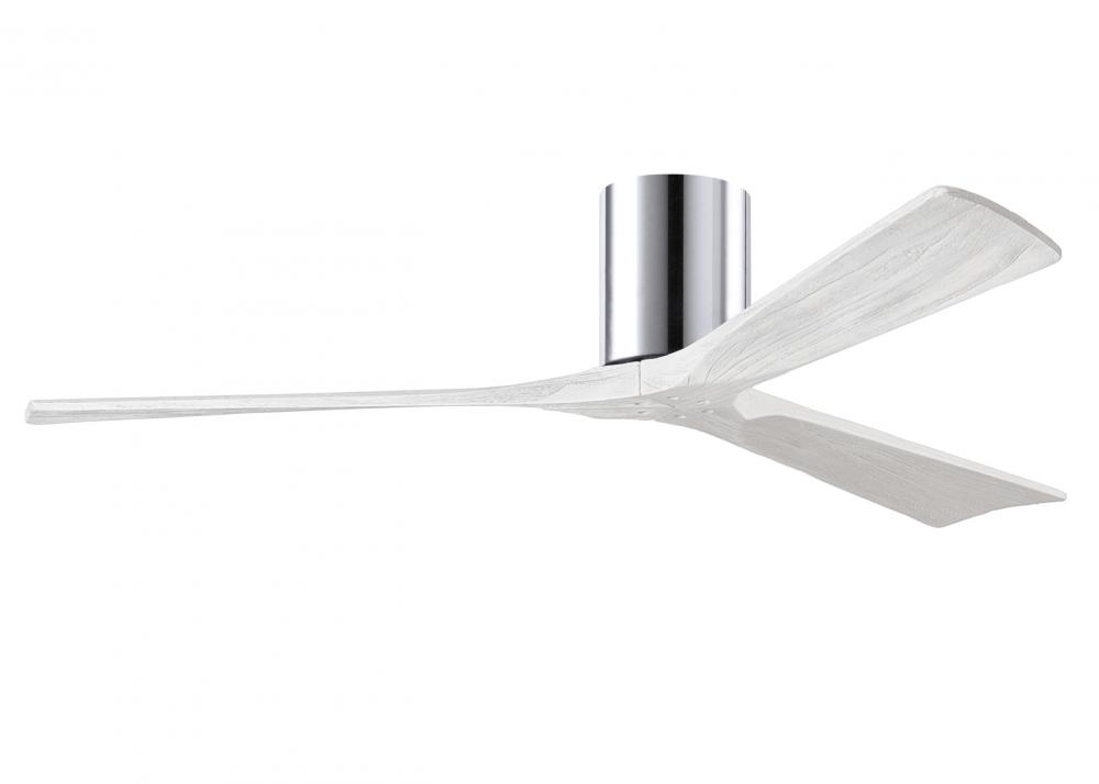 Irene-3H three-blade flush mount paddle fan in Polished Chrome finish with 60” solid matte white