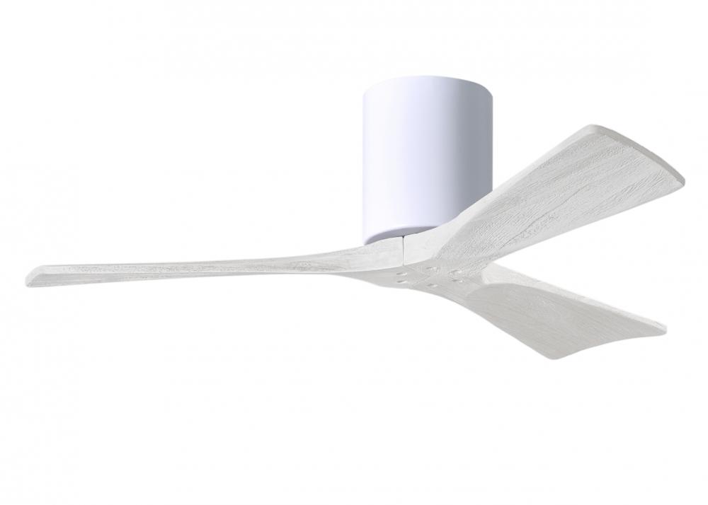 Irene-3H three-blade flush mount paddle fan in Gloss White finish with 42” solid matte white woo