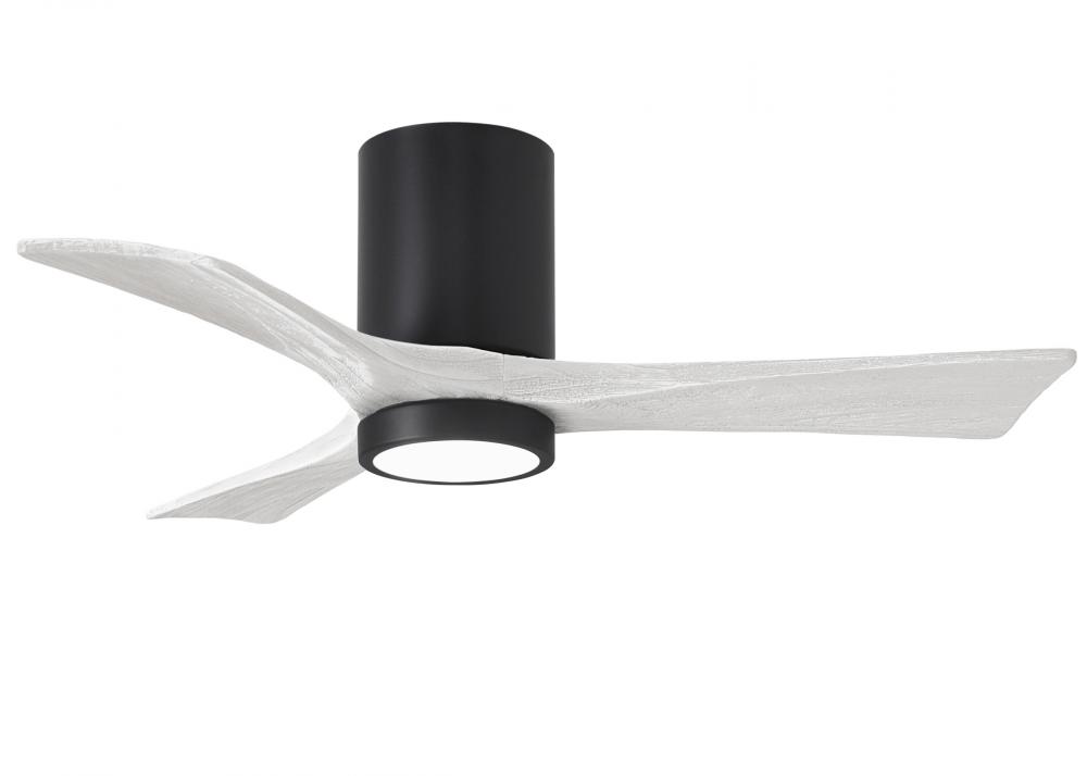Irene-3HLK three-blade flush mount paddle fan in Matte Black finish with 42” solid matte white w