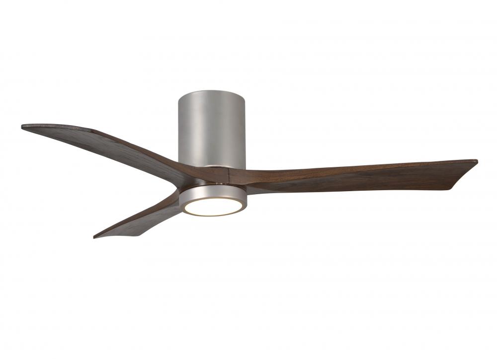 Irene-3HLK three-blade flush mount paddle fan in Brushed Nickel finish with 52” solid walnut ton