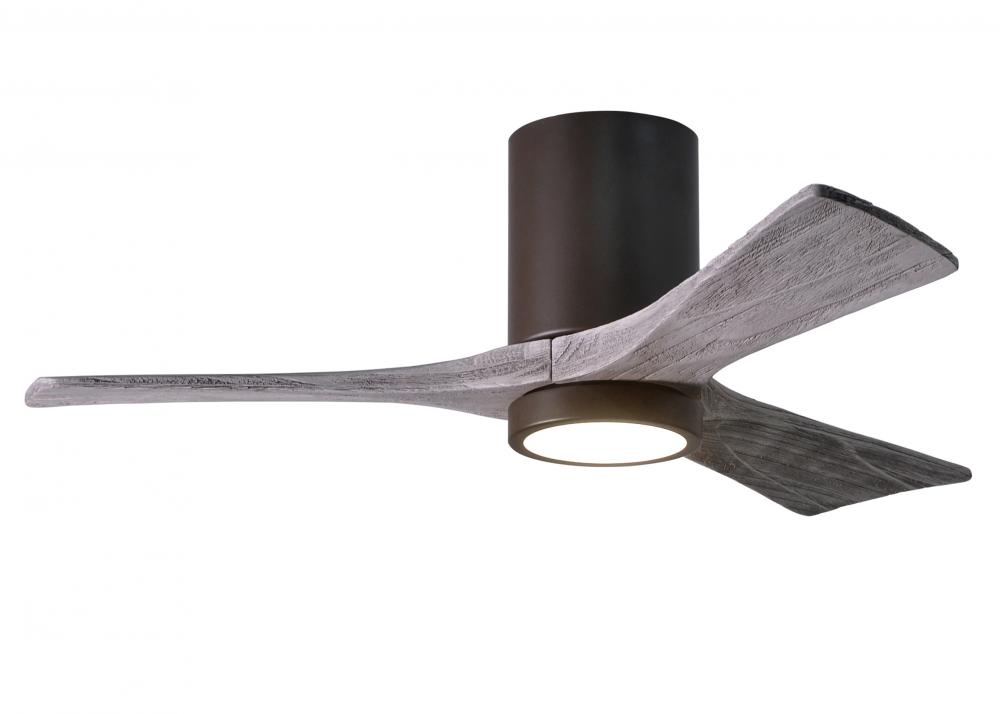 Irene-3HLK three-blade flush mount paddle fan in Textured Bronze finish with 42” solid barn wood