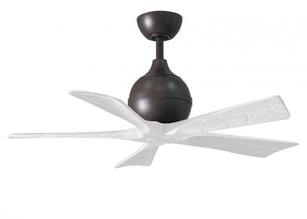 Irene-5 five-blade paddle fan in Textured Bronze finish with 42" solid matte white wood blades