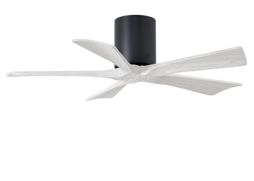 Irene-5H - 42" Five Blade Flush Mount Paddle Fan - Matte Black Finish - Matte White Blades