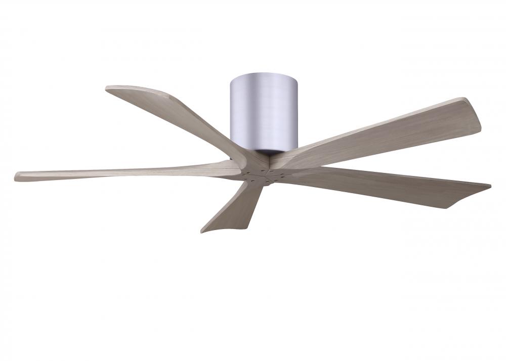 Irene-5H three-blade flush mount paddle fan in Brushed Nickel finish with 52” Gray Ash tone blad
