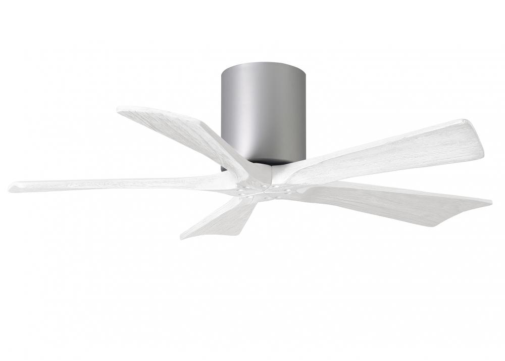 Irene-5H five-blade flush mount paddle fan in Brushed Nickel finish with 42” solid matte white w