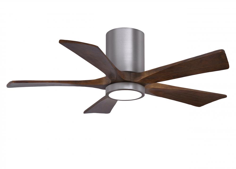 IR5HLK five-blade flush mount paddle fan in Brushed Pewter finish with 42” Solid Walnut blades a