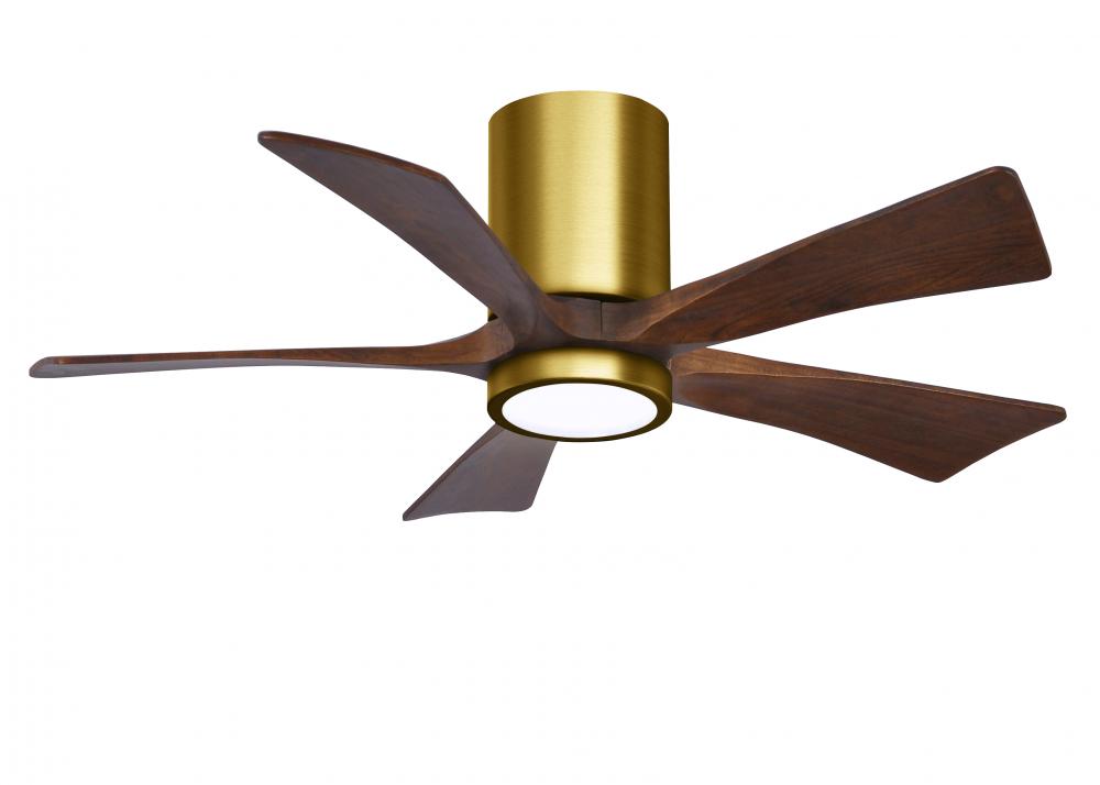 IR5HLK five-blade flush mount paddle fan in Brushed Brass finish with 42” solid matte white wood