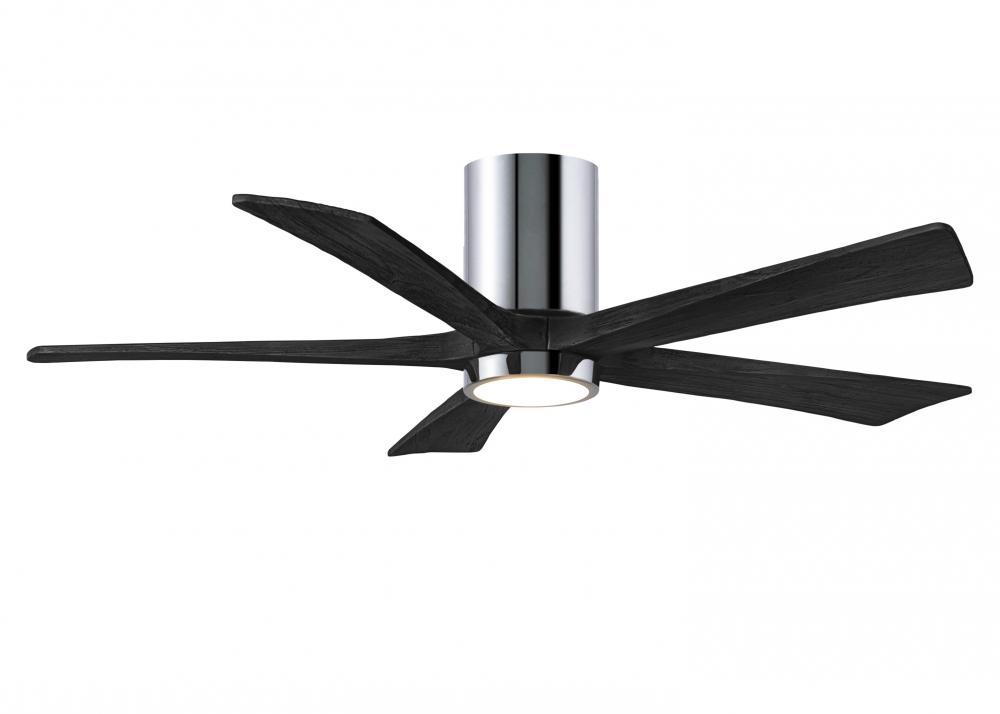 IR5HLK five-blade flush mount paddle fan in Polished Chrome finish with 52” solid matte black wo