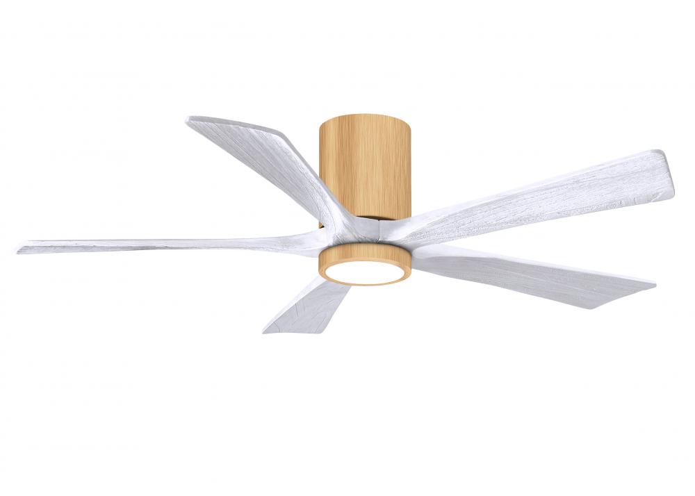 IR5HLK five-blade flush mount paddle fan in Light Maple finish with 52” Matte White  blades and