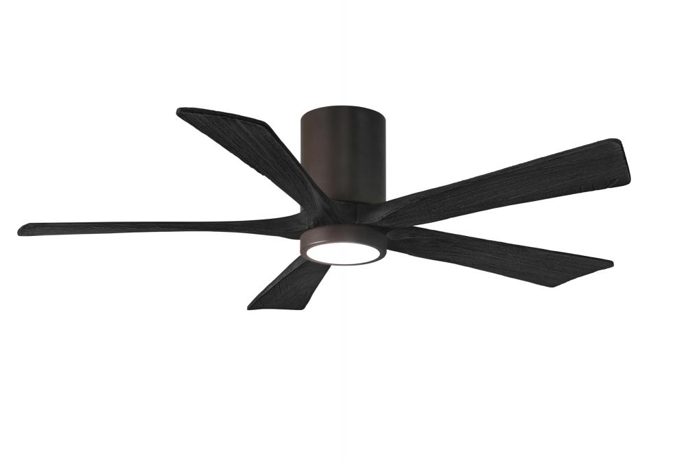 IR5HLK five-blade flush mount paddle fan in Textured Bronze finish with 52” solid matte black wo