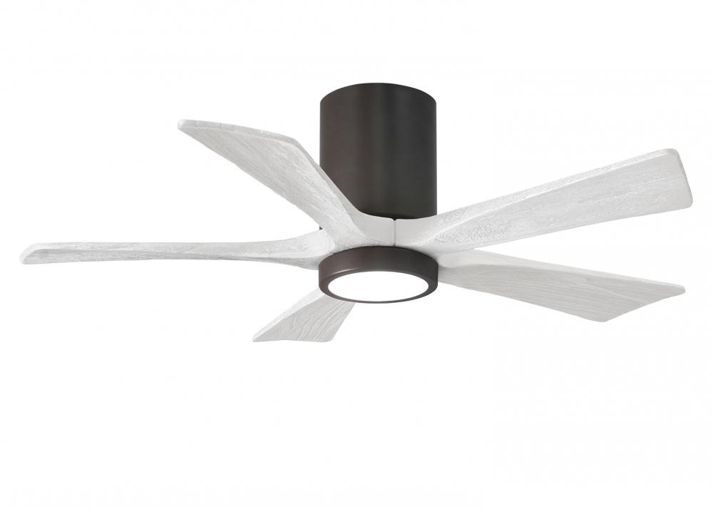 IR5HLK five-blade flush mount paddle fan in Textured Bronze finish with 42” solid matte white wo