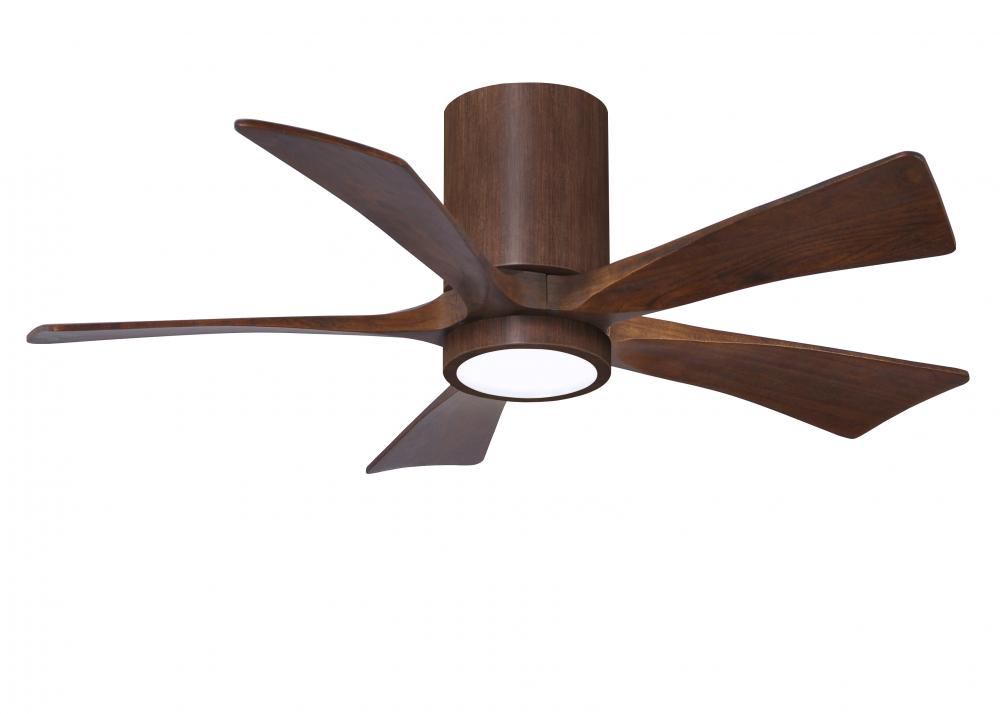 IR5HLK five-blade flush mount paddle fan in Walnut finish with 42” solid walnut tone blades and