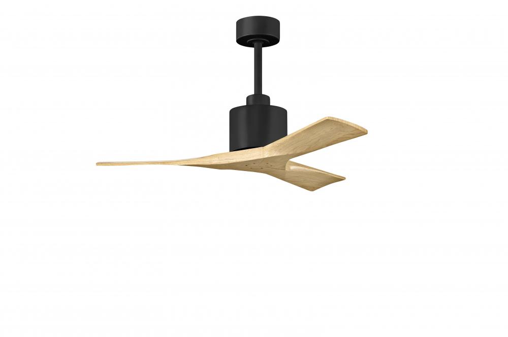 Nan 6-speed ceiling fan in Matte Black finish with 42” solid light maple tone wood blades