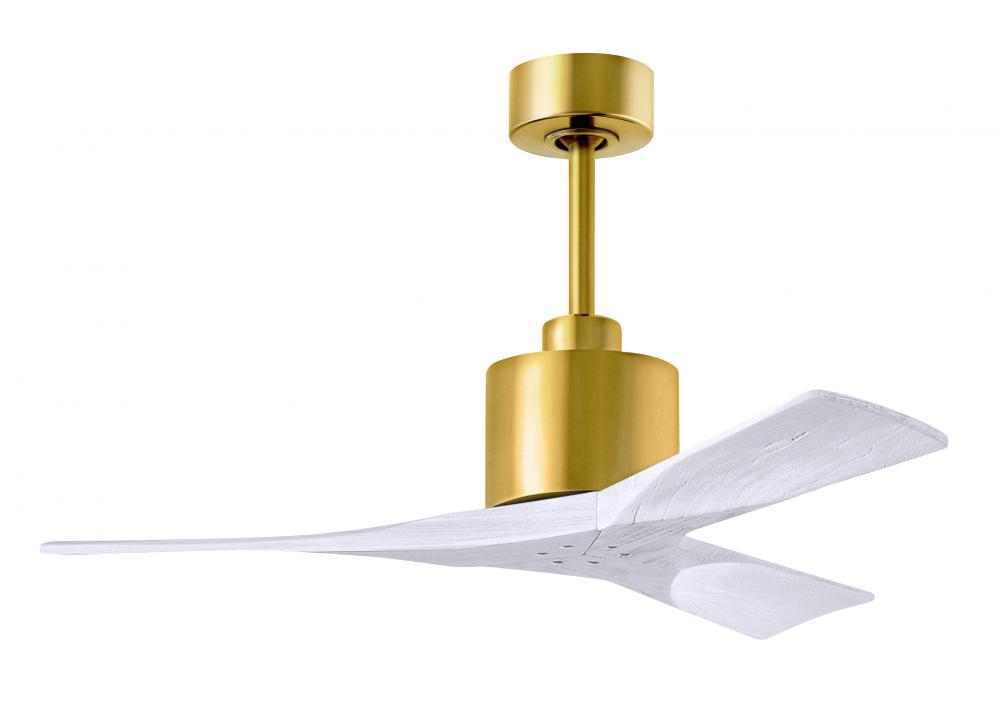 Nan 6-speed ceiling fan in Brushed Brass finish with 42” solid matte white wood blades